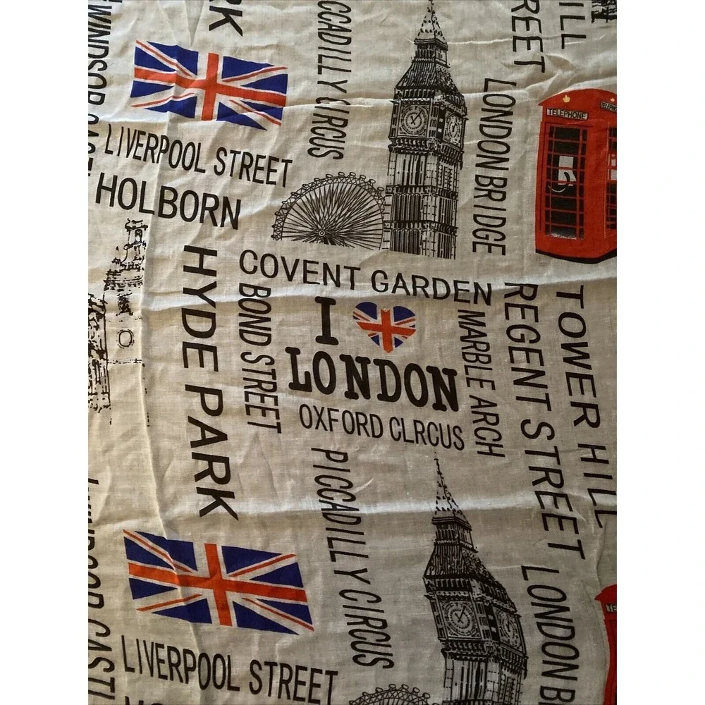 London Scarves‎ Scarf Cream London Souvenir Print Viscose Lightweight British